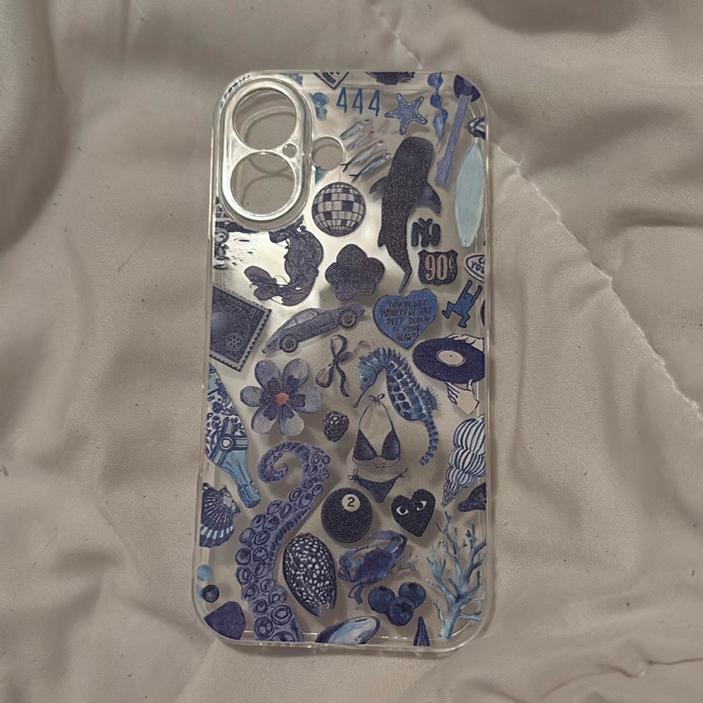 iPhone 16 blue summer phone case
